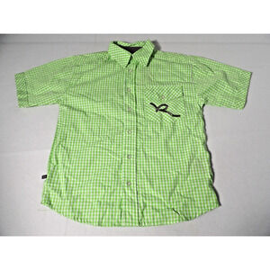 Roca Wear Boys Youth Shirt New Green White Plaid Size Small 8 Collared Hip Hop